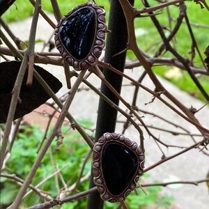 Vintage Native American Black🖤Onyx🖤Clip-On Earrings.